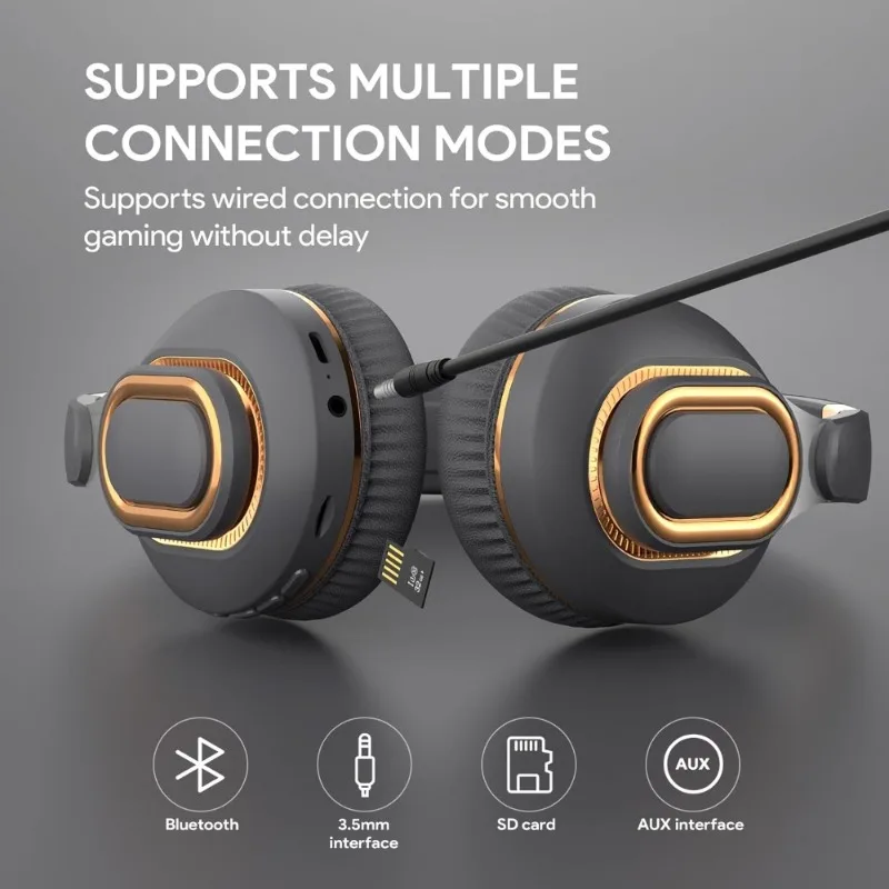 

Foldable Wireless Bluetooth Over Ear Headphones with Microphone for Music Gaming Workouts PC Laptop Cell Phone