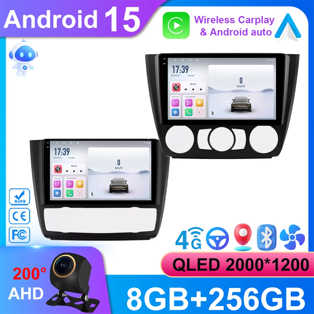 

Android15 Wireless CarPlay Auto Car Radio For BMW 1-Series 1 Series E87 E81 E82 E88 2004-2011 GPS Multimedia 2 din Systems WIFI