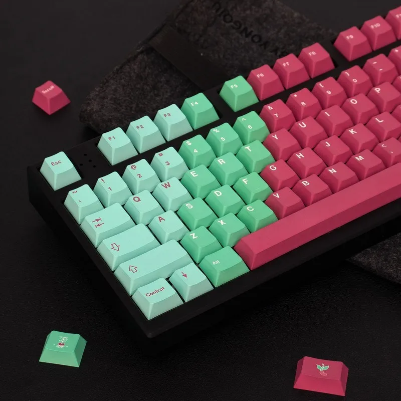 Mint Red Bean Keycap Gradual Factory Height PBT Thermal Sublimation Full Set of Mechanical Keycap