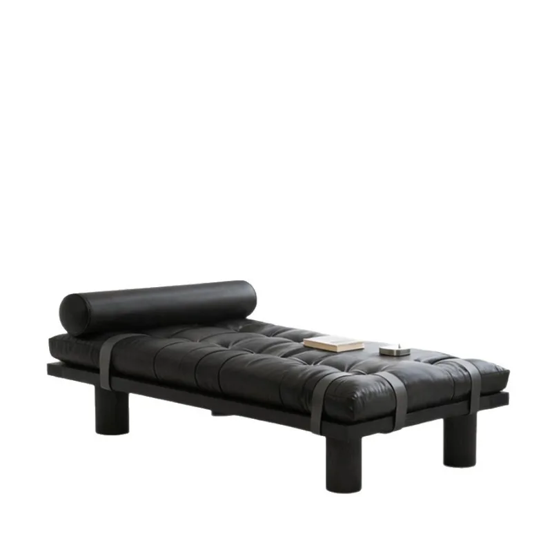 Bench bedroom bedside stool solid wood living room shoe changing stool retro pull button designer leather sofa stool