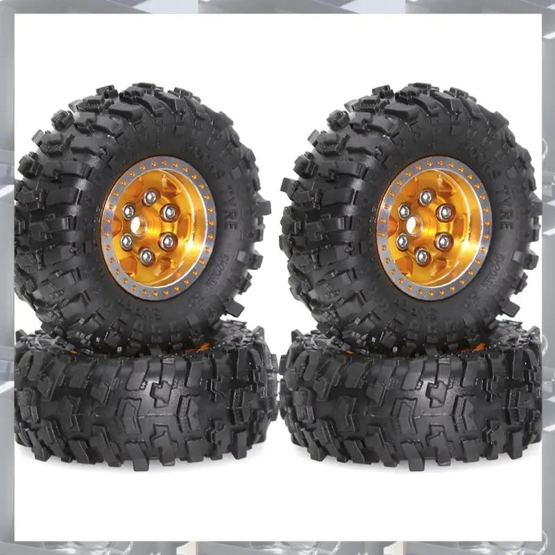 A84F-4 個 51 ミリメートル金属ビードロックホイールリムゴムタイヤセット FCX24M ラクダカップ 1/24 RC クローラー車のアップグレードパーツアクセサリー