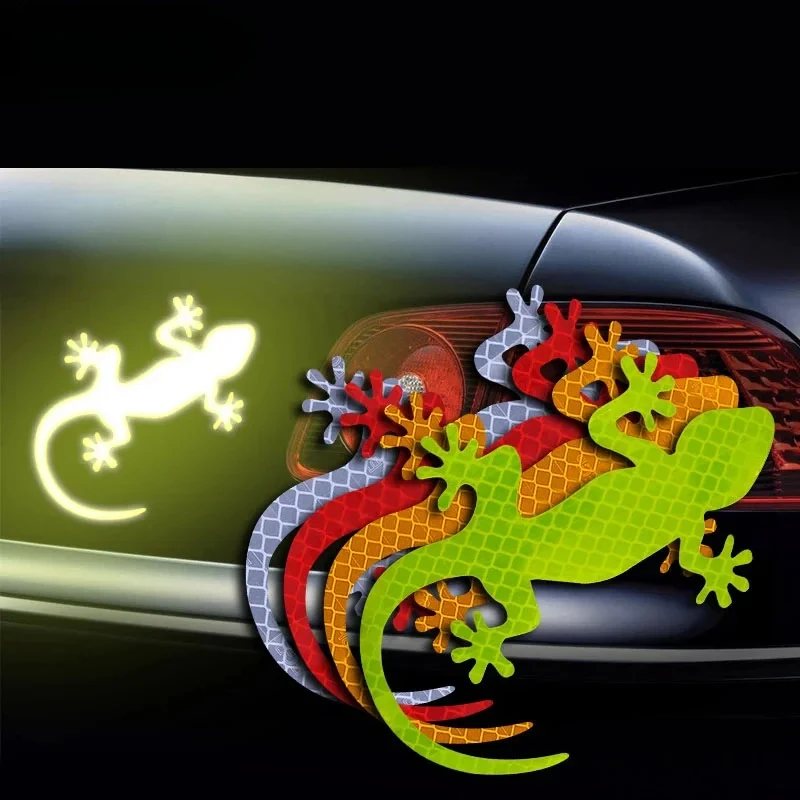 Car Styling Reflective Sticker Safety Warning Mark  Night Driving Warning Gecko Strip Light Reflector Auto Exterior Accessories
