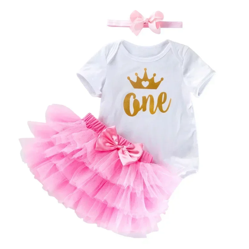 Newborn Photography Clothes Set Romper + Skirts Heart Bow One Year Baby Girl Birthday Dress First 1st Baby Party Dress