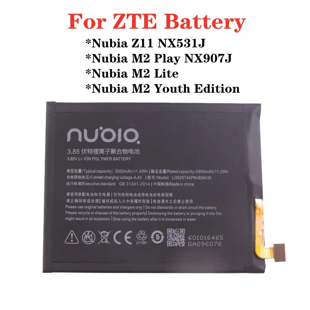 

Li3829T44P6h806435 Original Battery For ZTE Nubia Z11 NX531J M2 Play NX907J M2 Lite M2 Youth Edition Phone Rechargeable Battery