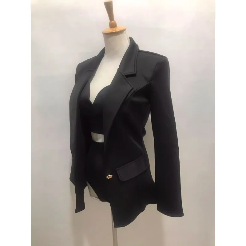 カスタムメイドのパフォーマンスウェア、バーダンス、チームシンガー、グループ向けの長袖フィットスーツセット、ステージ衣装