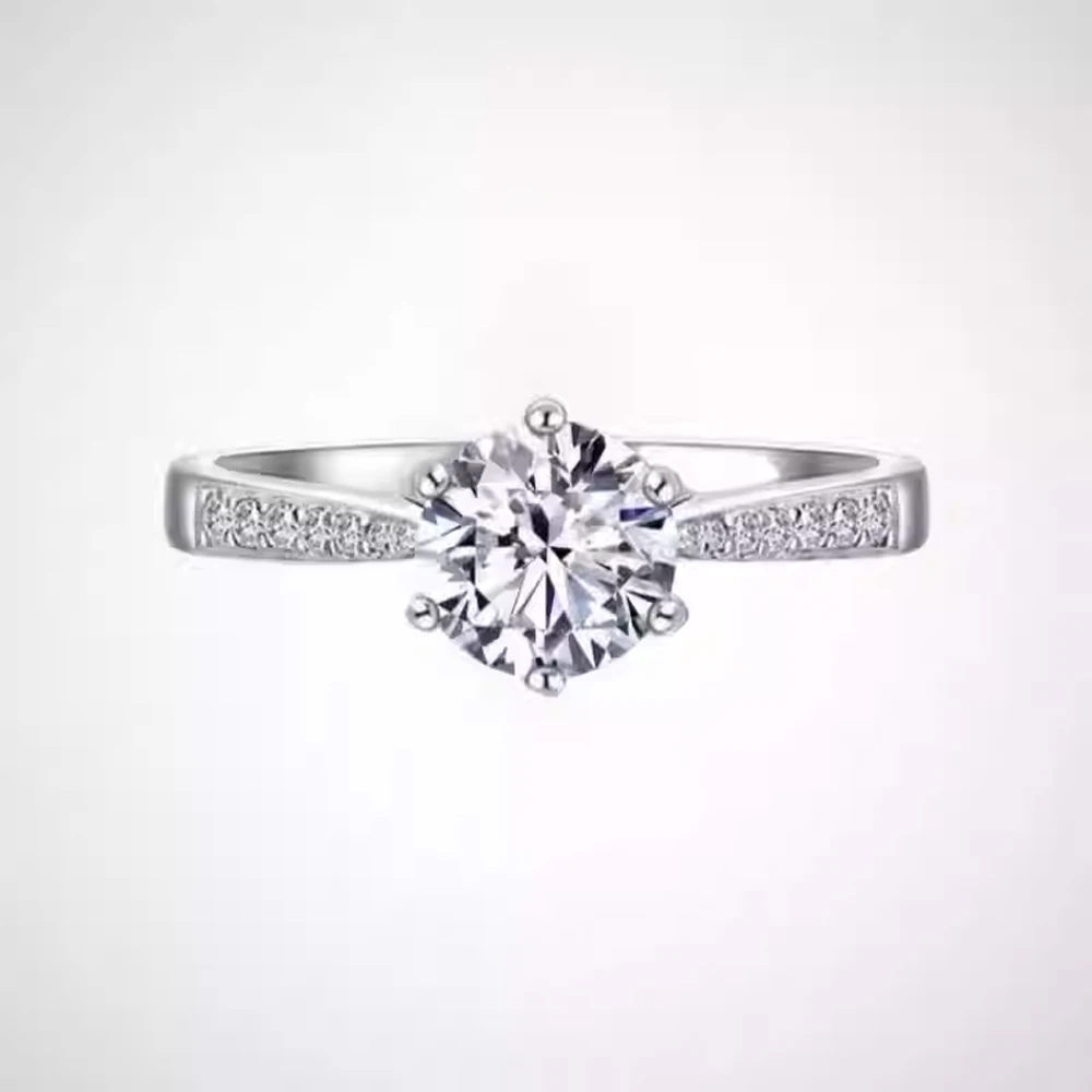 

Кольцо для помолвки из белого золота 14 карат с лабораторным бриллиантом/муассанитом 1,5 карата (7,5 мм), цвет FG, для женщин, подарок на свадьбу, коллекция Seasons of Shine