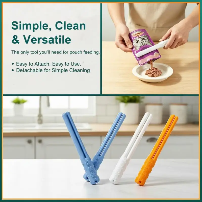Pet Wet Food Squeezer Portable Cat Dog Wet Meal Pack Squeezing Tool Protective Nails Easy Clean Durable Squeeze Device