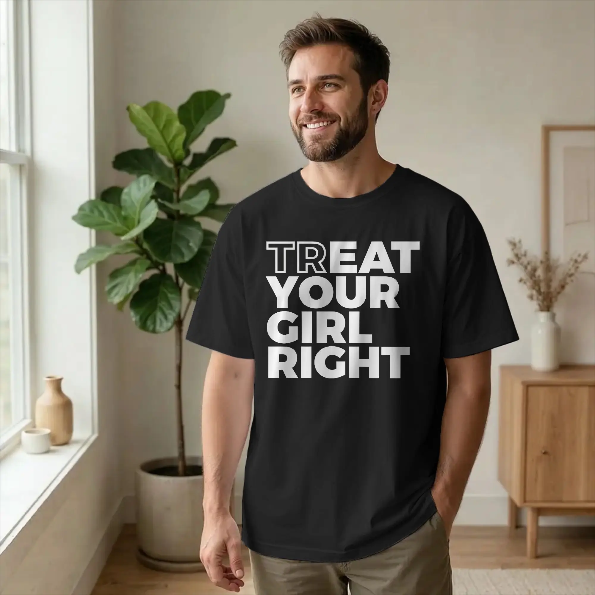 Novelty Hipster Treat Eat Your Girl Right  T Shirt Men Cotton Short Sleeve  O-neck Summer TopsTops