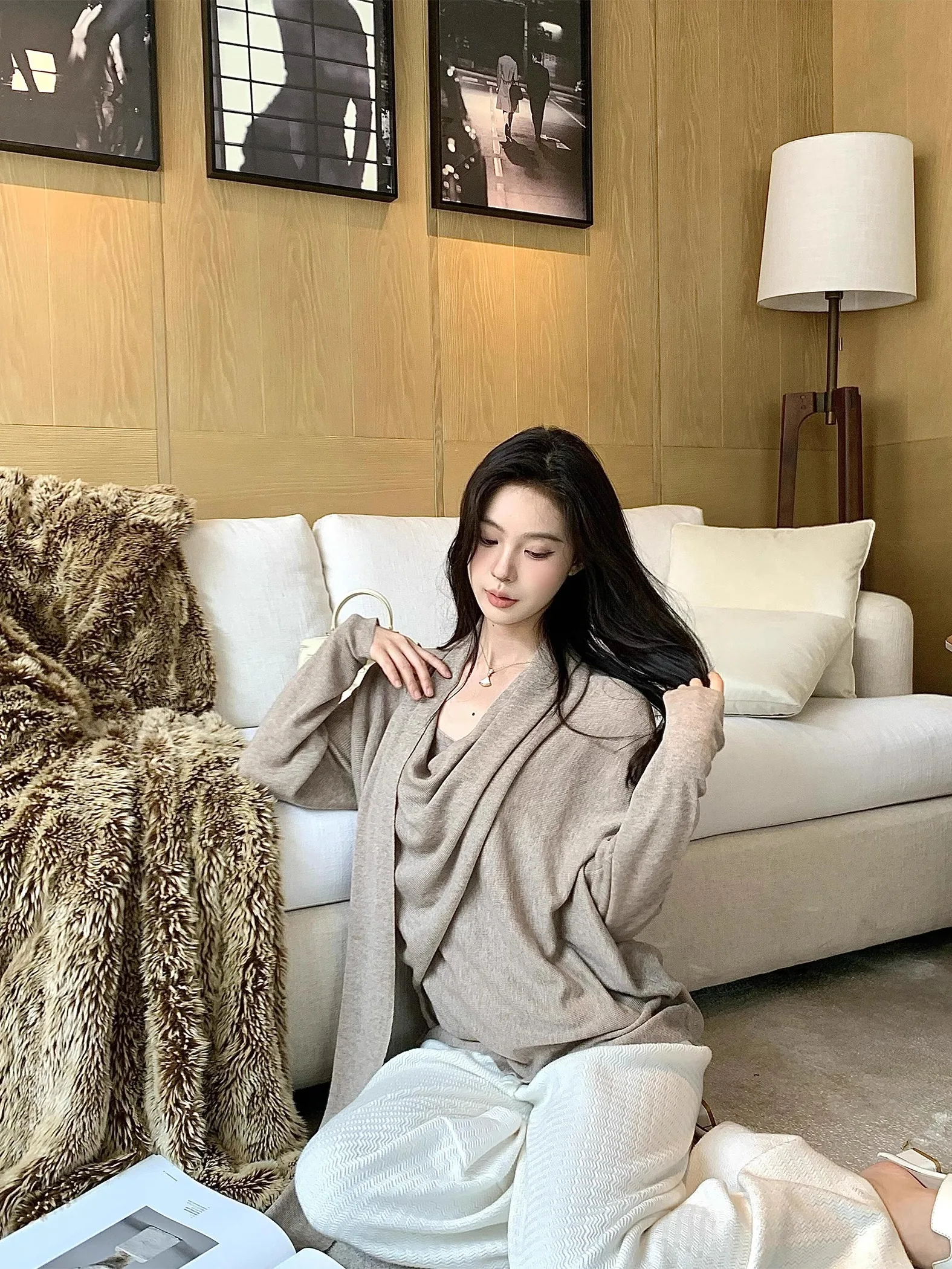 

EU IIWAN Women's Knitted Sweater with Belted Side Zipper Turtlene Long Sve Casual Sle Premium Feeling Early Autumn Top