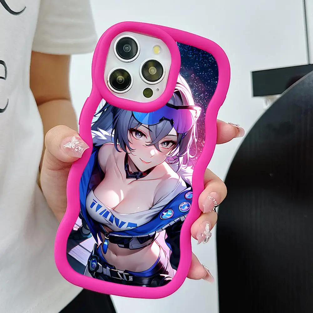 

Чехол HSR Silver Wolf с волнистым краем из ТПУ для iPhone 17 16 15 14 13 12 11 Air Pro Max Plus, цветной
