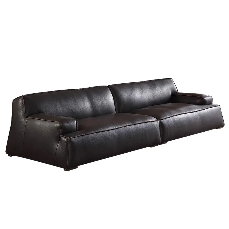 

Italian leather sofa first layer cowhide straight row, designer down leather sofa