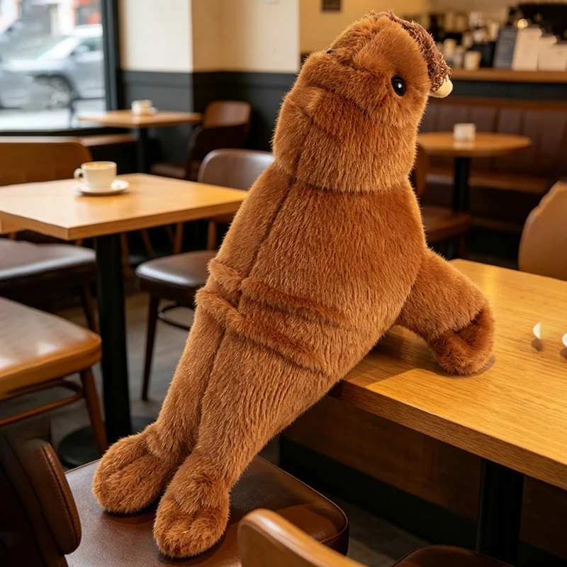 38CM Cute Walrus Plush Toy Realistic Sea Animal Stuffed Walrus Doll with Tusks for Home Decor Cuddling and Birthday Gifts