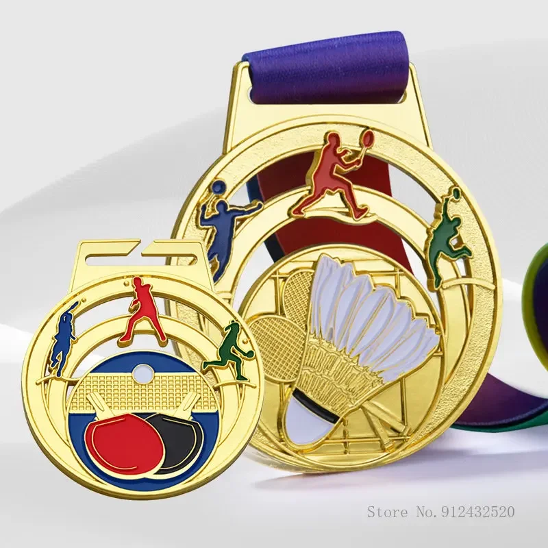 Customized Hollow Zinc Alloy Metal Medal, Sports Medal, Volleyball, Badminton, Table Tennis, Swimming, Martial Arts, Medals, 5Pc