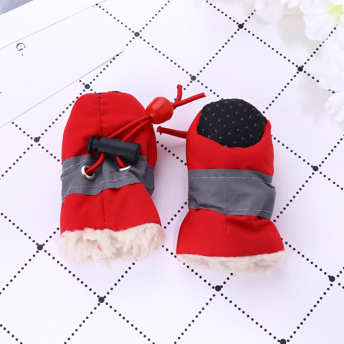 

1 Set Pet Anti-skid Shoe Rain Boots Dog Foot Cover Thick Dog Boots Paw Protector Sole Footwear (Red Size 1）