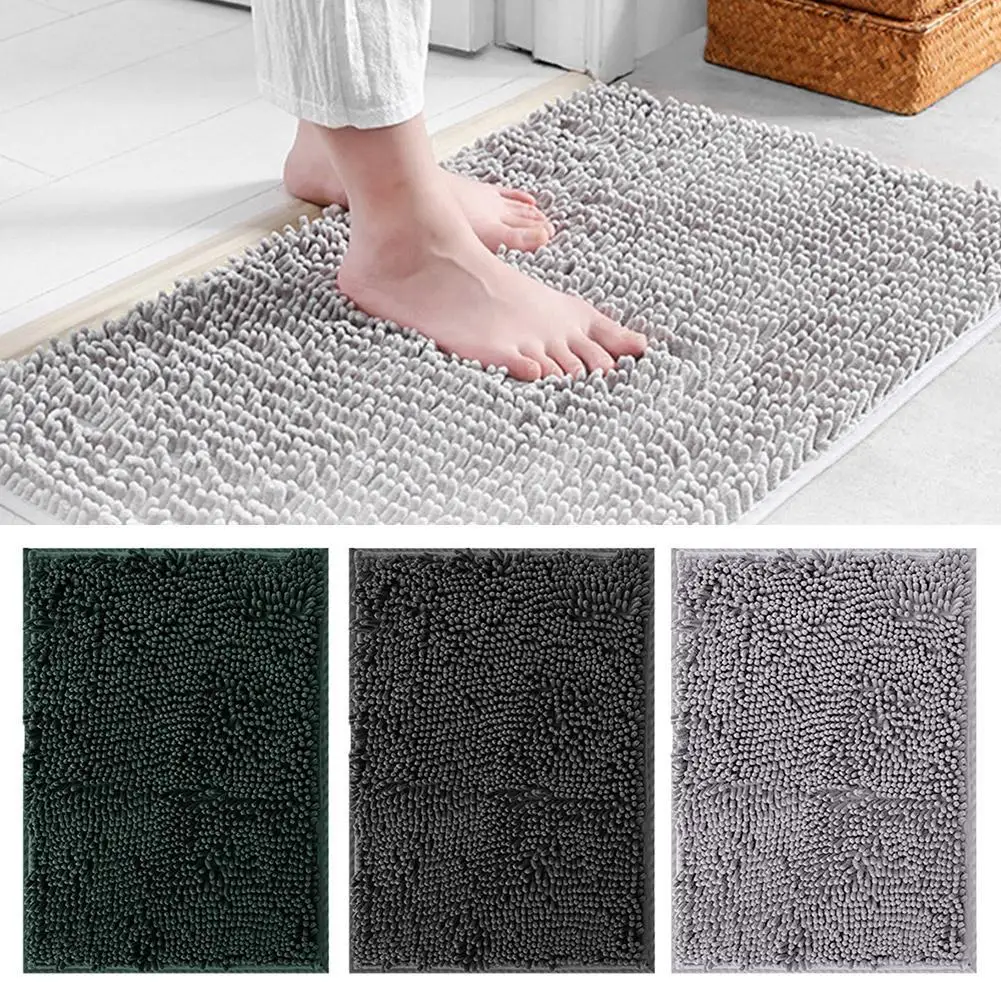 Fluffy Washable Chenille Absorbent Bathroom Floor Mat 60cm Kitchen 40cm Carpet Bedroom Rug X Toilet Pads Foot D2w5