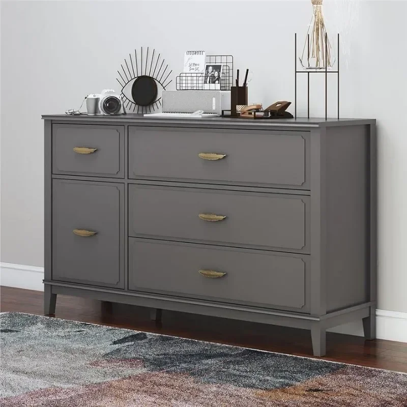 Mr. Kate Stella Wide Dresser, 1, Graphite Gray Drawer Furniture  Cajoneras De Madera  Glass Cabinet Chest of Drawers for Bedroom