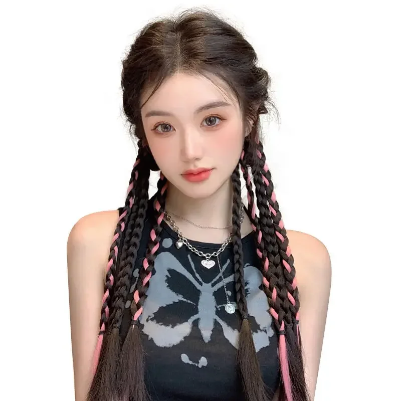 المرأة الحلو كول كابل متماسكة شعر مستعار اليدوية تحرير فتاة حار الشعر القذرة الطبقات مزدوجة ذيل الحصان شعر مستعار الألياف الآسيوية الشعر التمديد #5