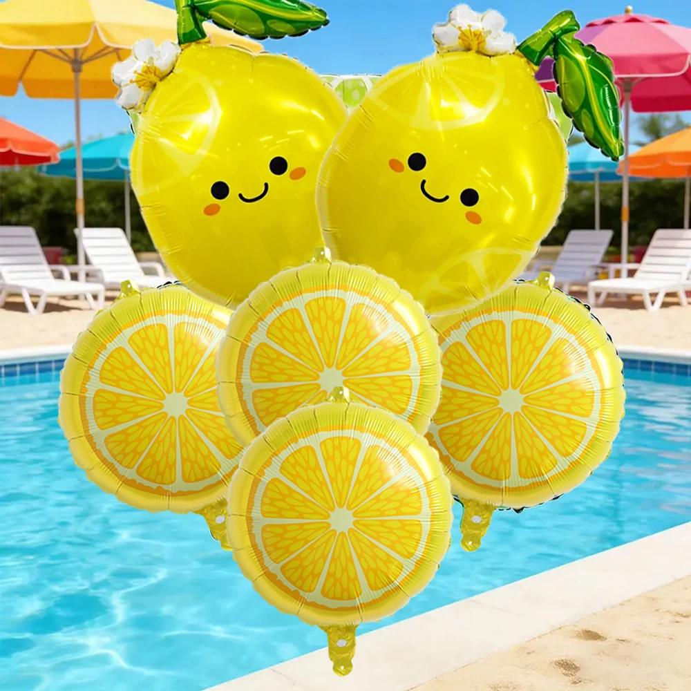 1/3/6/7pcs Summer Lemon Strawberry Flamingo Wine Glass Tree Stump Foil Balloon Tropical Hawaii Birthday Party Decor Baby Shower