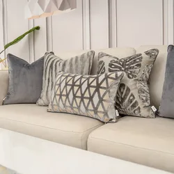 Luxury Grey Sofa Cushion Cover for Living Room Modern Throw Pillowcase for Euro Decoration Pillow Cover 30*50CM 45*45CM 50*50CM