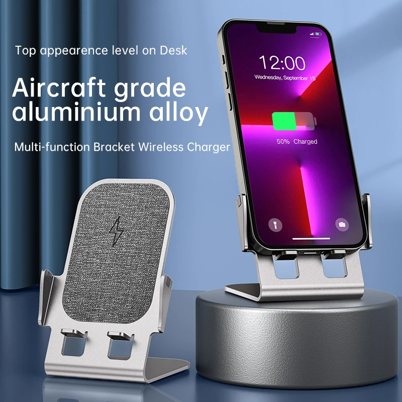 2022ใหม่โลหะ Stand Qi Wireless Charger เดสก์ท็อป Dual Coil 15W Fast สำหรับ iPhone 11 12 13 14 Samsung S20 21 S22