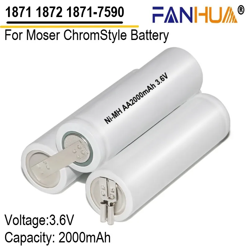 3.6V 2000mAh Shaver Battery 1871-7590 for Moser ChromStyle 1871, Wella Academy ChromStyle, Super Cordless 1872 clipper