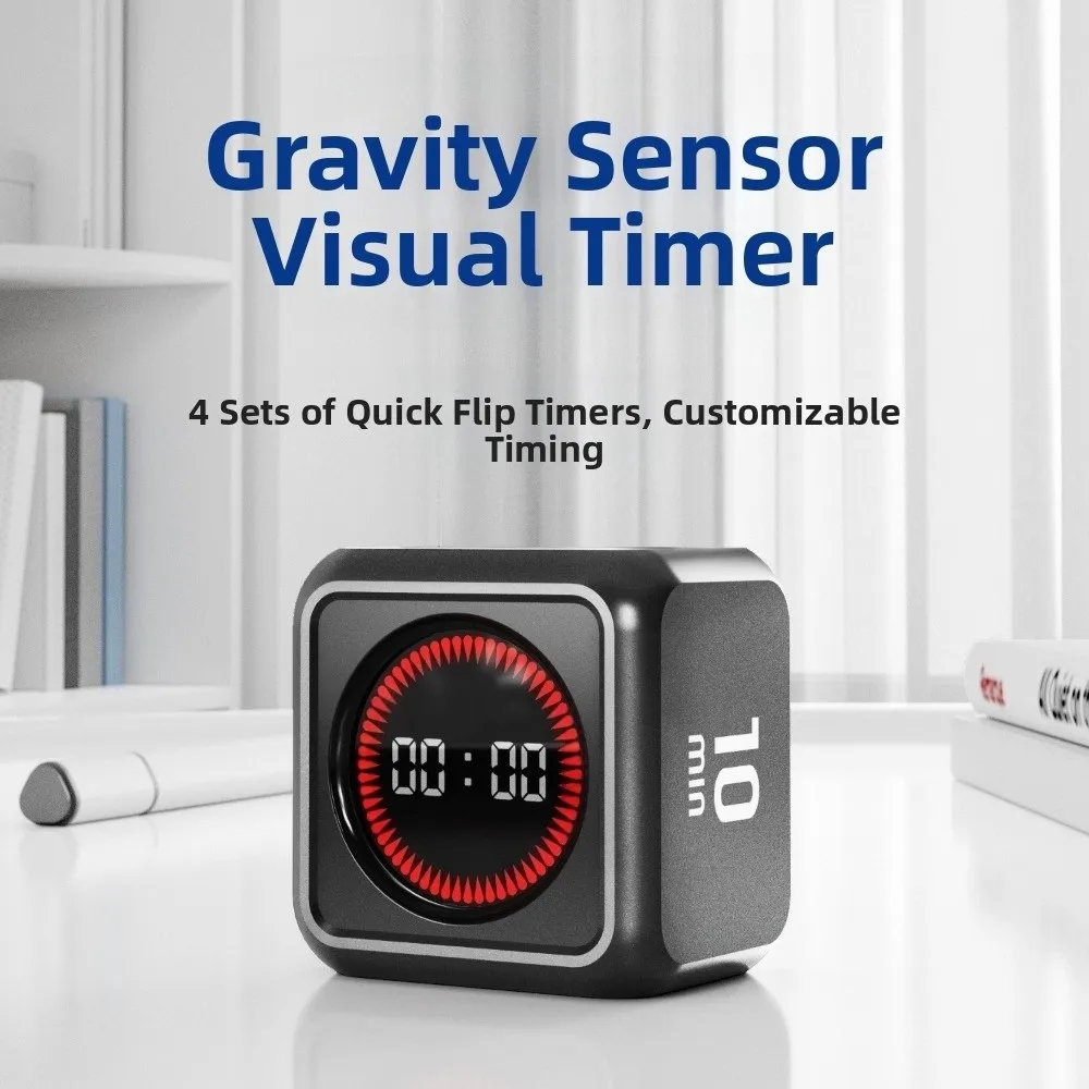 Gravity Sensor Gravity Sensing Timer LED Display 4 Preset Time Visual Flip Timer Cube Shape USB Rechargeable Countdown Timer