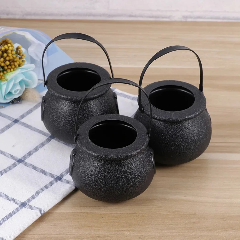 20 Pcs Mini Candy Kettles Witch Skeleton Cauldron Holder Pot with Handle for Halloween Easter St Patrick\'S Day Party