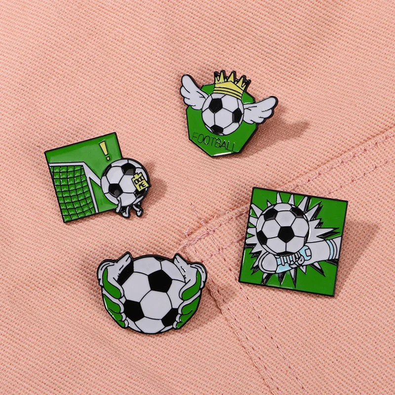 Soccer and Football Field Brooches Metal Anti-glare Lapel Pin Fixed Clothes Pins Sweater Coat Clothing Jewelry Accessory