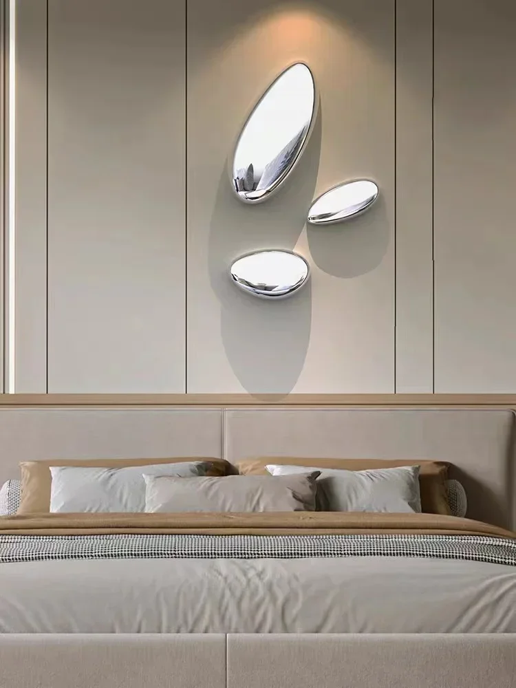 Wall Hanging Restaurant Wall Decoration Imitation Stainless Steel Pebble Stone Hanging Soft Decoration Water Drop Mirror Device