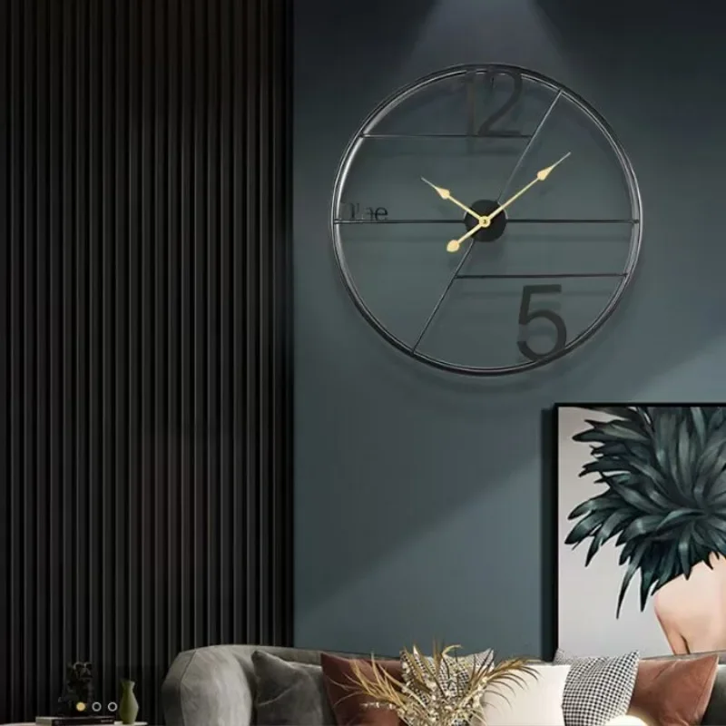 Large Round Metal Silent Wall Clock Non-Ticking Battery Operated 60 Cm 24 Inch Arabic Numerals Clocks Wall Clock Decoration