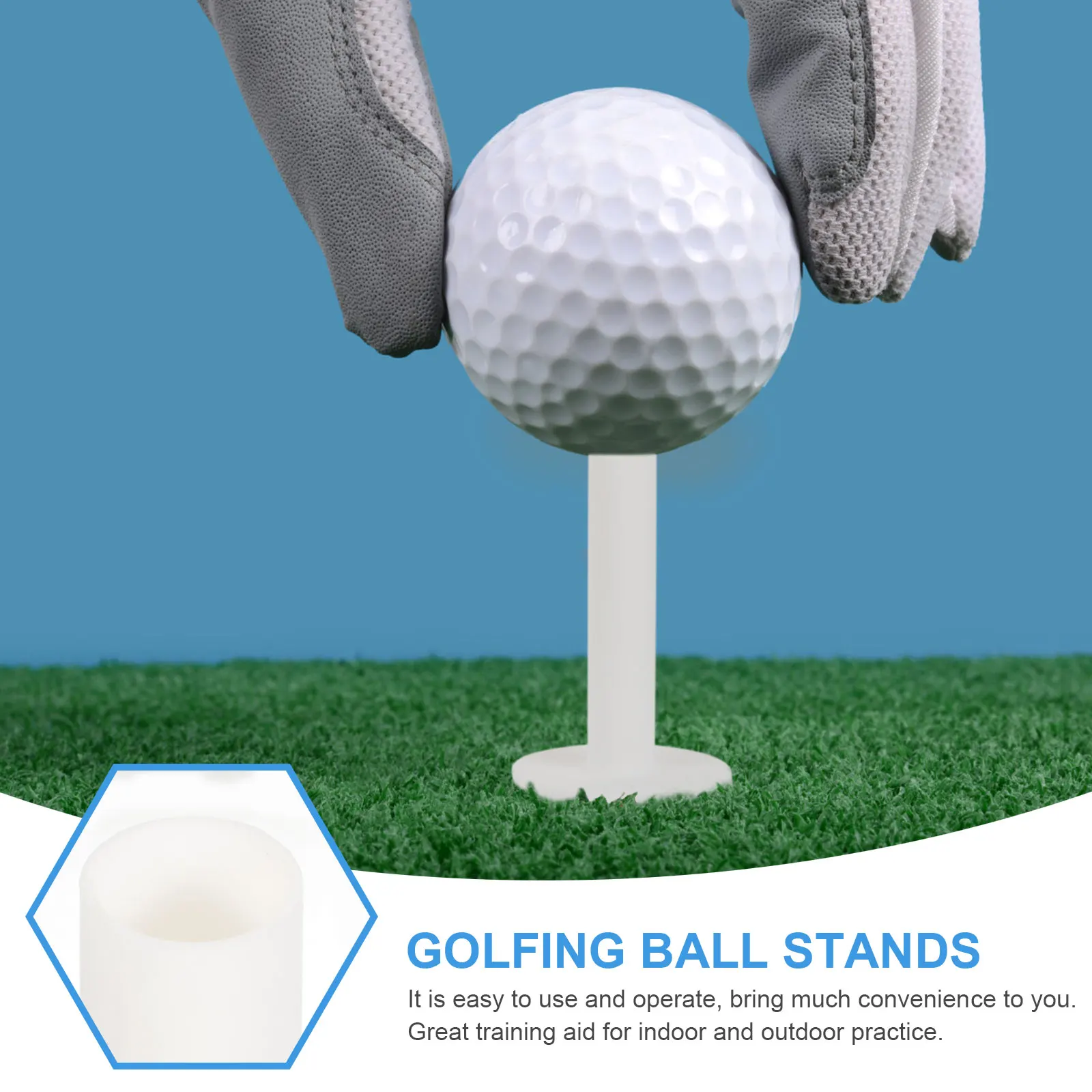 

5pcs Golf Tee Holders White Silica Gel Reusable Silicone Tees Professional Supplies Durable Driving Range Practice Golfs Stands