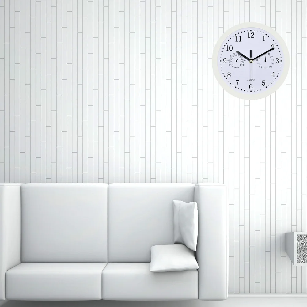 

Accurate Wall Clock with Thermometer Hygrometer Non-Ticking Operated Hanging Clock for Home Office Garden Outdoor