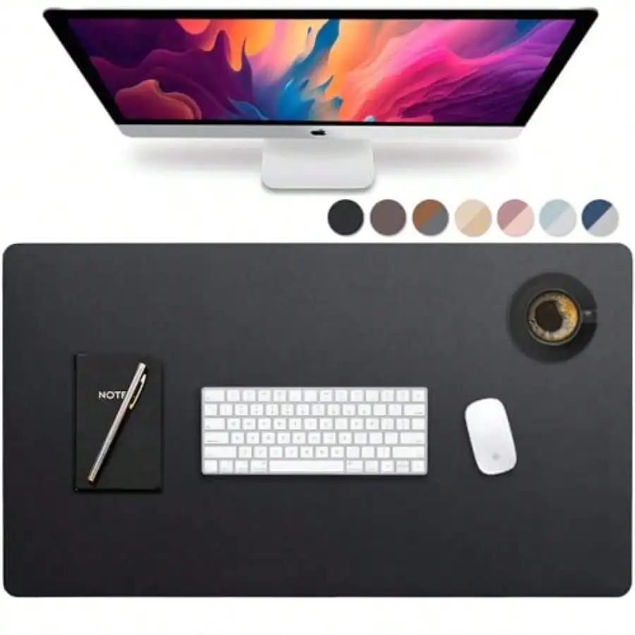 

Leather Desk Pad 36" x 20" Office Desk Mat Waterproof Black - Premium Quality - Smooth Mouse Writing Surface - Maximum Protec