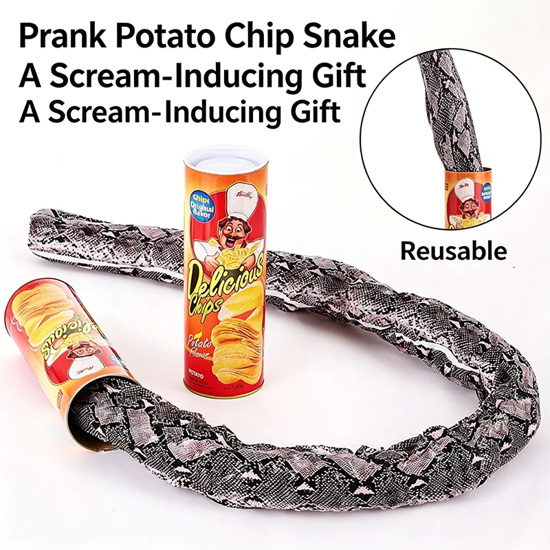 

Mocking The Magical Potato Chip Snake Prank Toy With Realistic Spring Mechanism Fake Snake Student Party Prank Gift