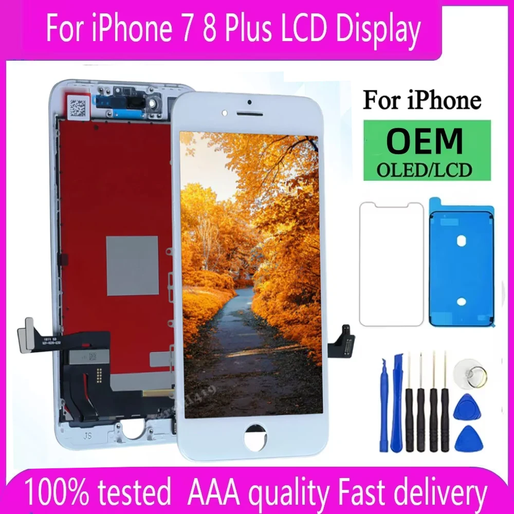 100% Test Screen For iPhone 7 8 Plus LCD Display With 3D Touch Screen Digitizer Assembly For iPhone 7 8 Plus Display Replacement