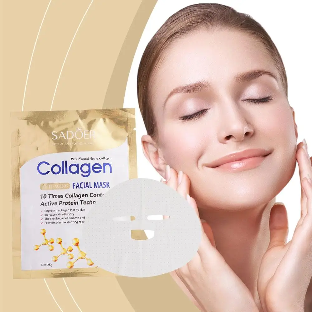 Colágeno máscara facial, 10pcs, hidratação, firmação, hidratação, brilho, skincare, folha, máscaras faciais, cuidados com a pele