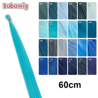 Bubuwig Synthetic Hair 60cm Long Straight Pure Color Cosplay Hairpin Over 100 Colors Blue Purple Pink Hair Piece Heat Resistant