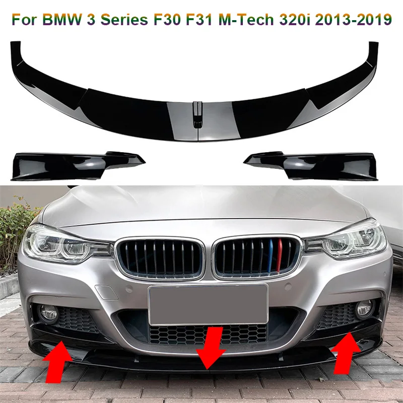 

3PC 2013-2019 For BMW 3 Series F30 F31 M-Tech 320i Front Chin Bumper Lip Body Kit Spoiler Splitter Bumper Canard Lip Splitter