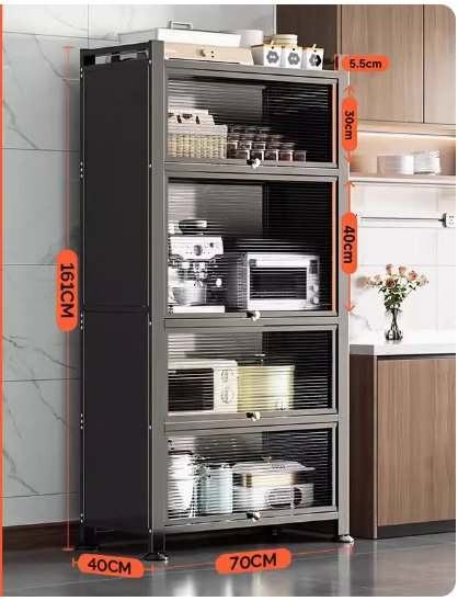 Kitchen storage rack floor multi-layer storage rack household multi-functional shelf pot bowl cabinet side cabinet