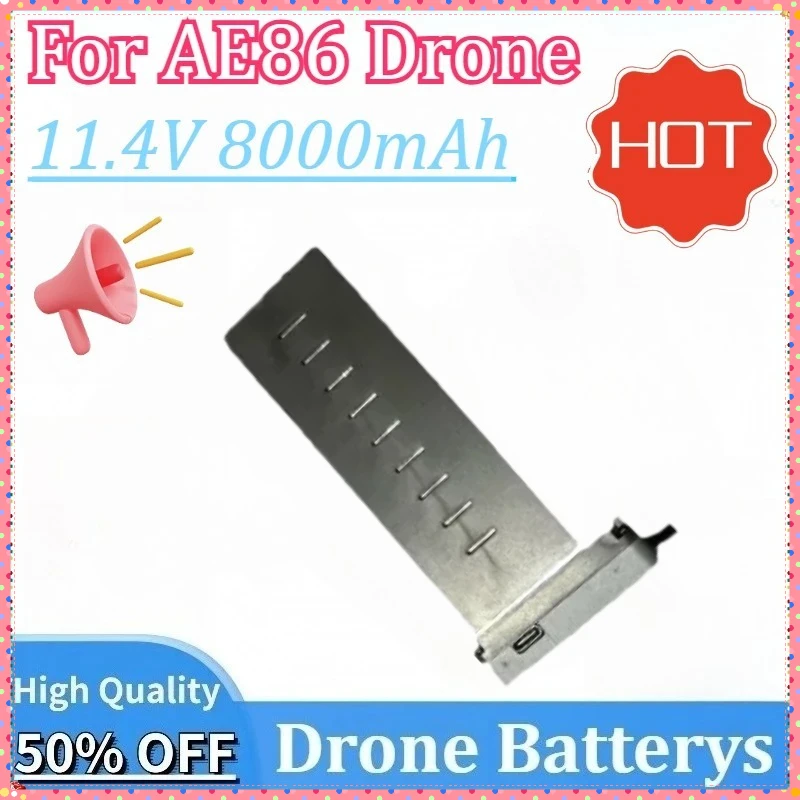 

11.4V 8000mAh Newly upgraded Replacement Drone Batterys for AE86 PRO MAX GPS RC Drone Carbon Fiber Spare Parts Accessory