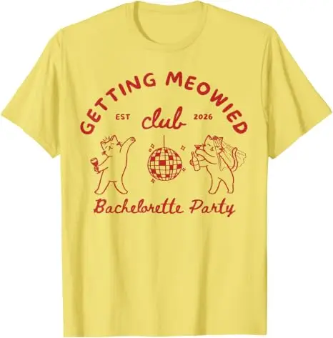 Getting Meowied Club Est 2026 Lustiges Katzen-T-Shirt für Junggesellinnenabschiede, Y2k-Humor, Katzen-Thema, Geschenke für Braut und Brautjungfern – Detail 9