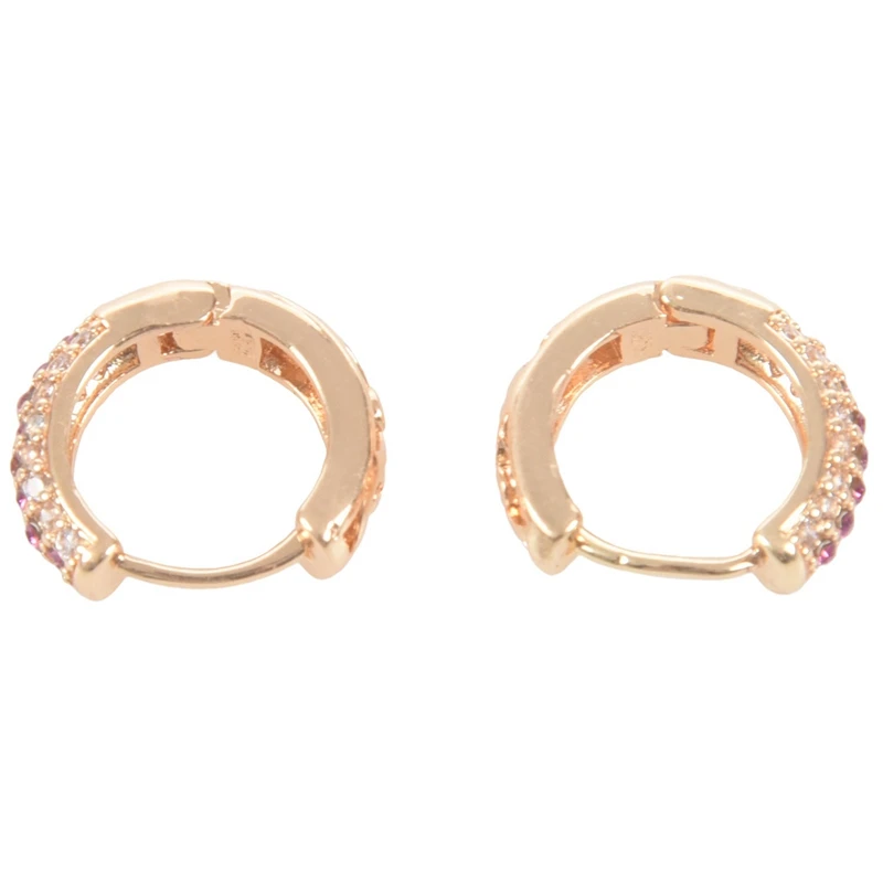 

3X Elegant CZ Stone Hoop Earrings For Women Gold Plated Piercing Jewelry -Gold