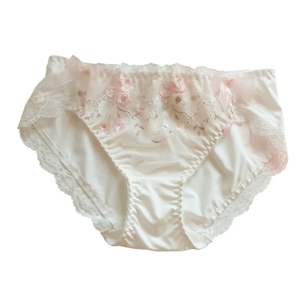 Floral Lace Briefs Cotton Women's Underwear 1XL L M