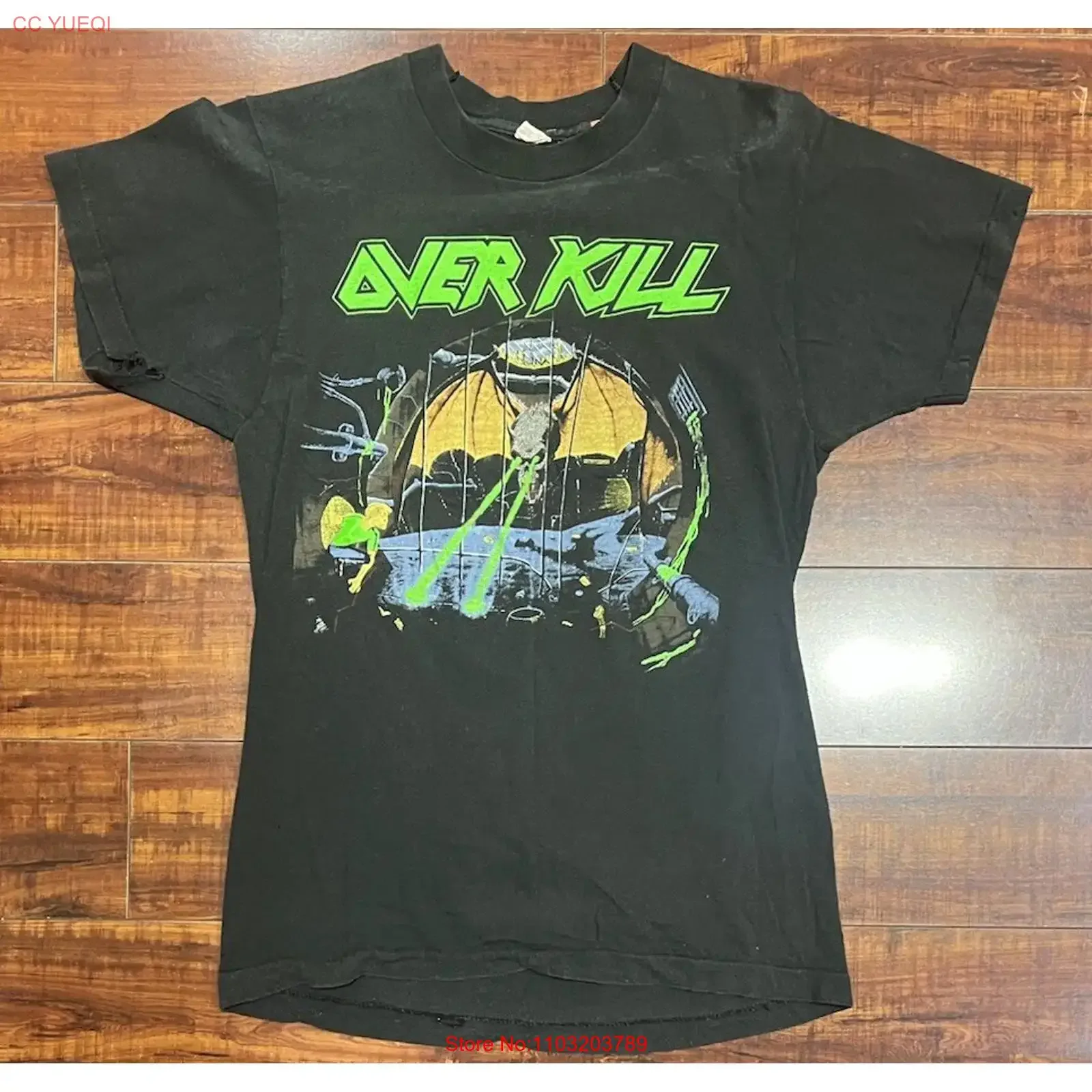 T-shirt vintage double face noir M, collection 1988 Over Kill Under The Influence Tour, effet délavé, vêtements de créateur, coupe tendance