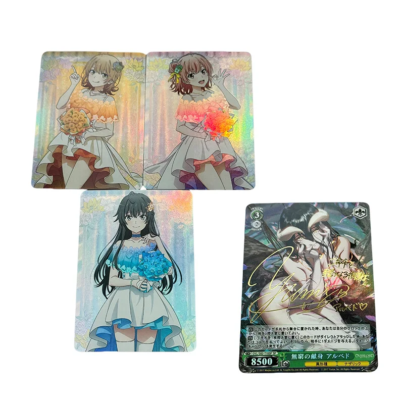 

Diy Anime Goddess Card Homemade Game Collection Card Albedo Bronzing Rare Flash Card Cartoon Board Game Toys Birthday Gift