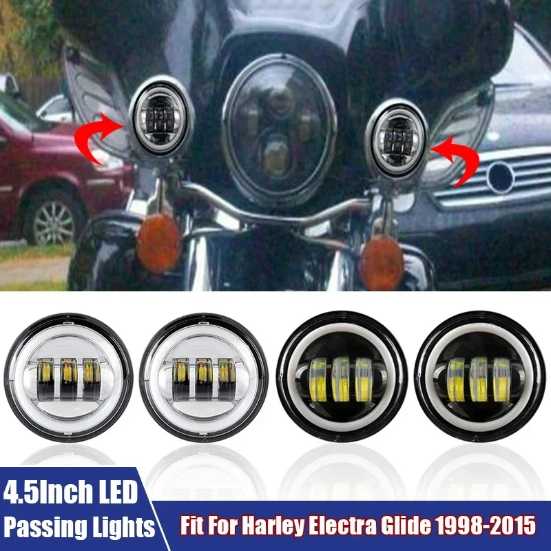 2Pcs/Pair LED Passing Light 4.5 inch Motorcycle Headlights Fog Lamp Fog Spot Angle Eyes For Harley/Davison/Electra/Glide/Touring