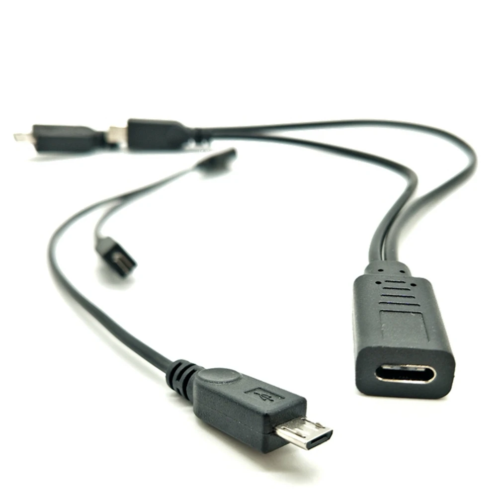 USB 2.0 splitter 1 female 2 male data charging extension C, USB-C Y cable USB Type-C female connector to dual Micro USB male