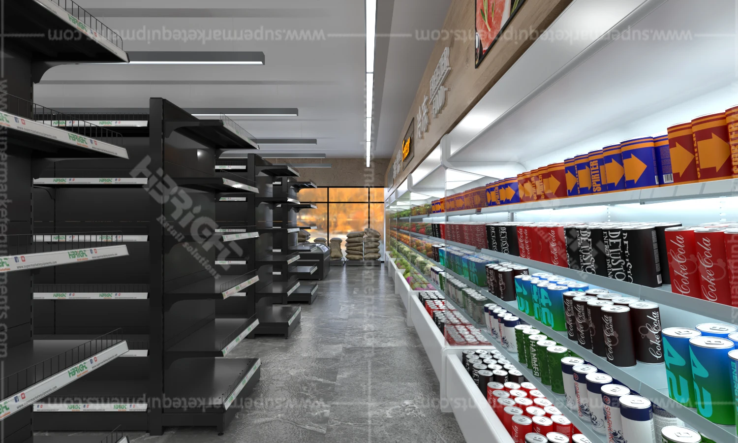 Custom.Customized Steel Frame Grocery Store Display Rack Wooden Flat Back Panel Supermarket Shelf