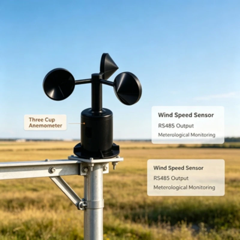 Three Cups Anemometer Wind Speed Sensor RS485 Wind Transmitter Meteorological Detector for Wind Speed Measurement Monitoring