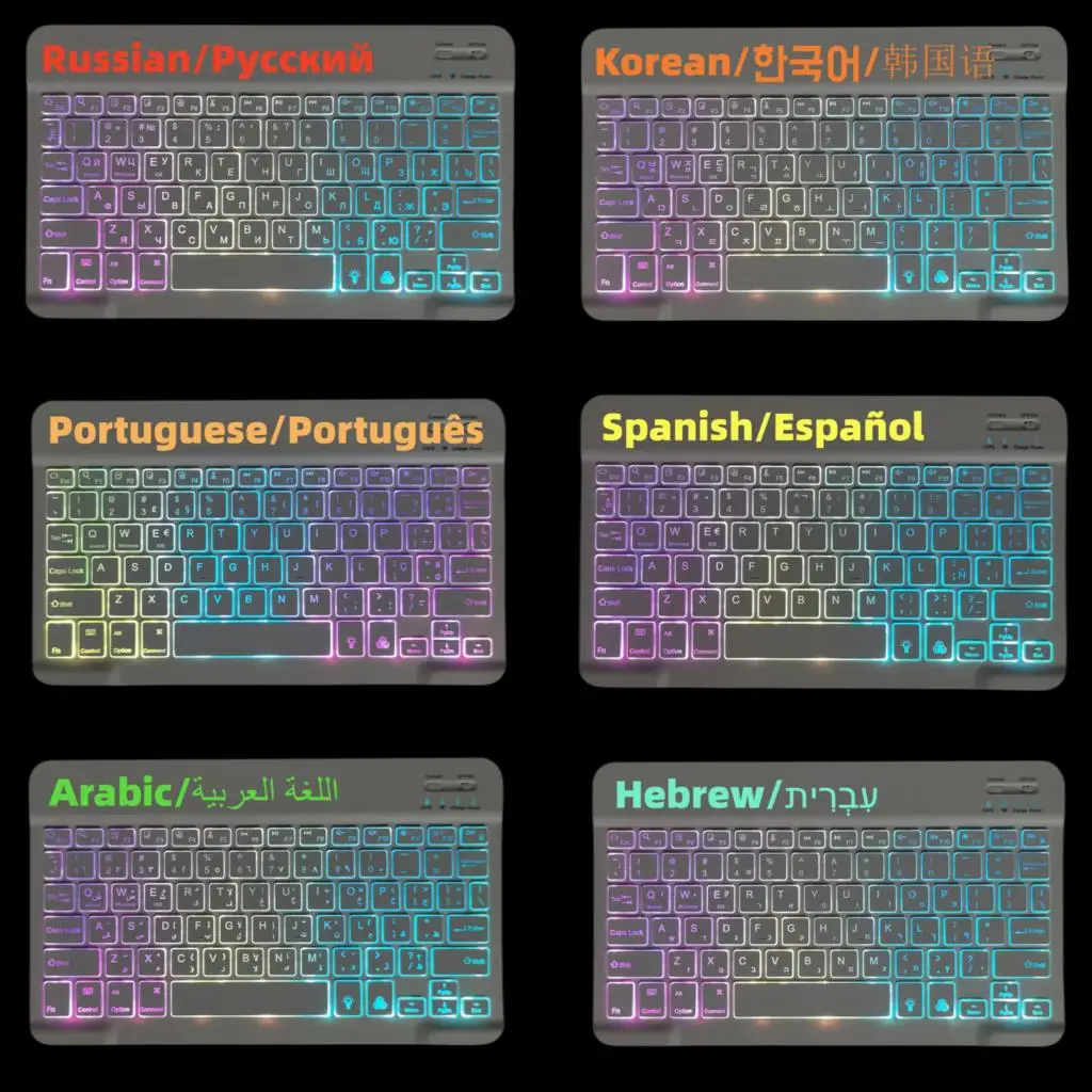 Imagem -06 - Teclado e Mouse para Ipad Air Retroiluminação Arco-íris Coreano Espanhol Árabe Magia Português ° 11 Polegadas 2024